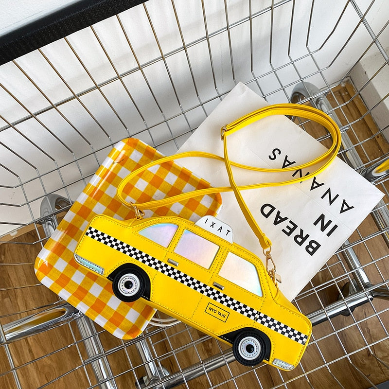 3D Taxi Car Shape Purses And Handbags For Women Yellow Color Chain Shoulder Bags Female Party Clutch Designer Brand Totes