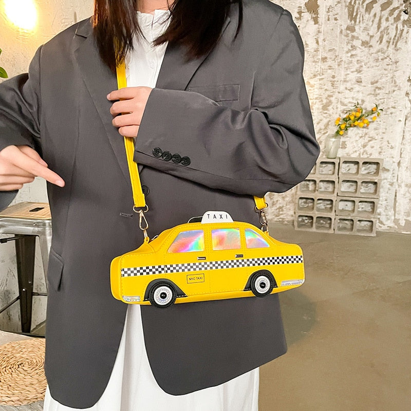 3D Taxi Car Shape Purses And Handbags For Women Yellow Color Chain Shoulder Bags Female Party Clutch Designer Brand Totes